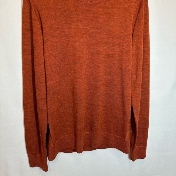 Michael Kors Mens Sweater M Melange Knit 100% Merino Wool Crew Neck Burnt Orange - Picture 2 of 11